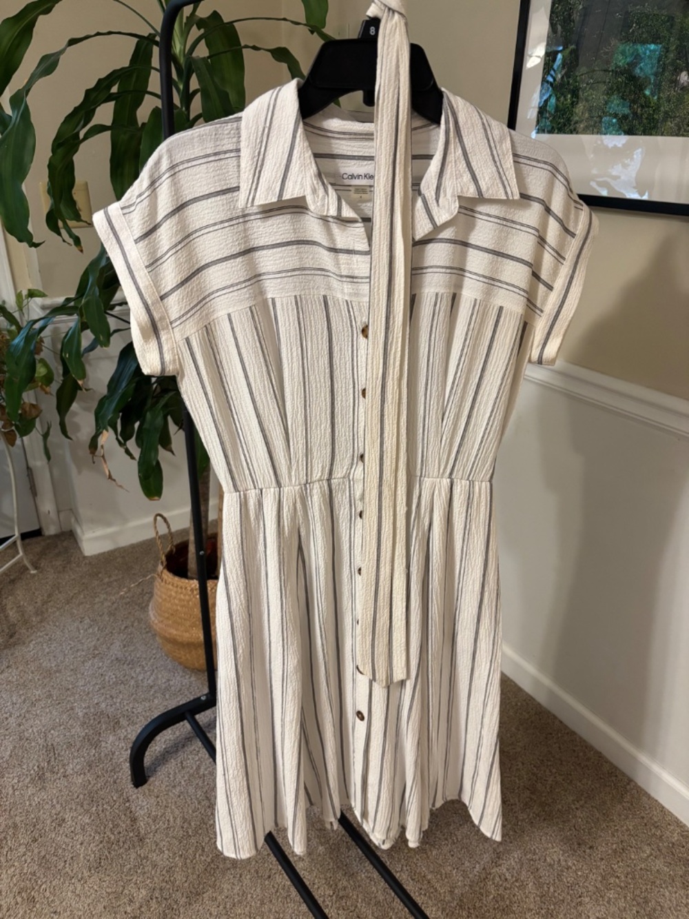 Calvin Klein Stripe Midi Dress EUC Size 4 - Picture 2 of 6